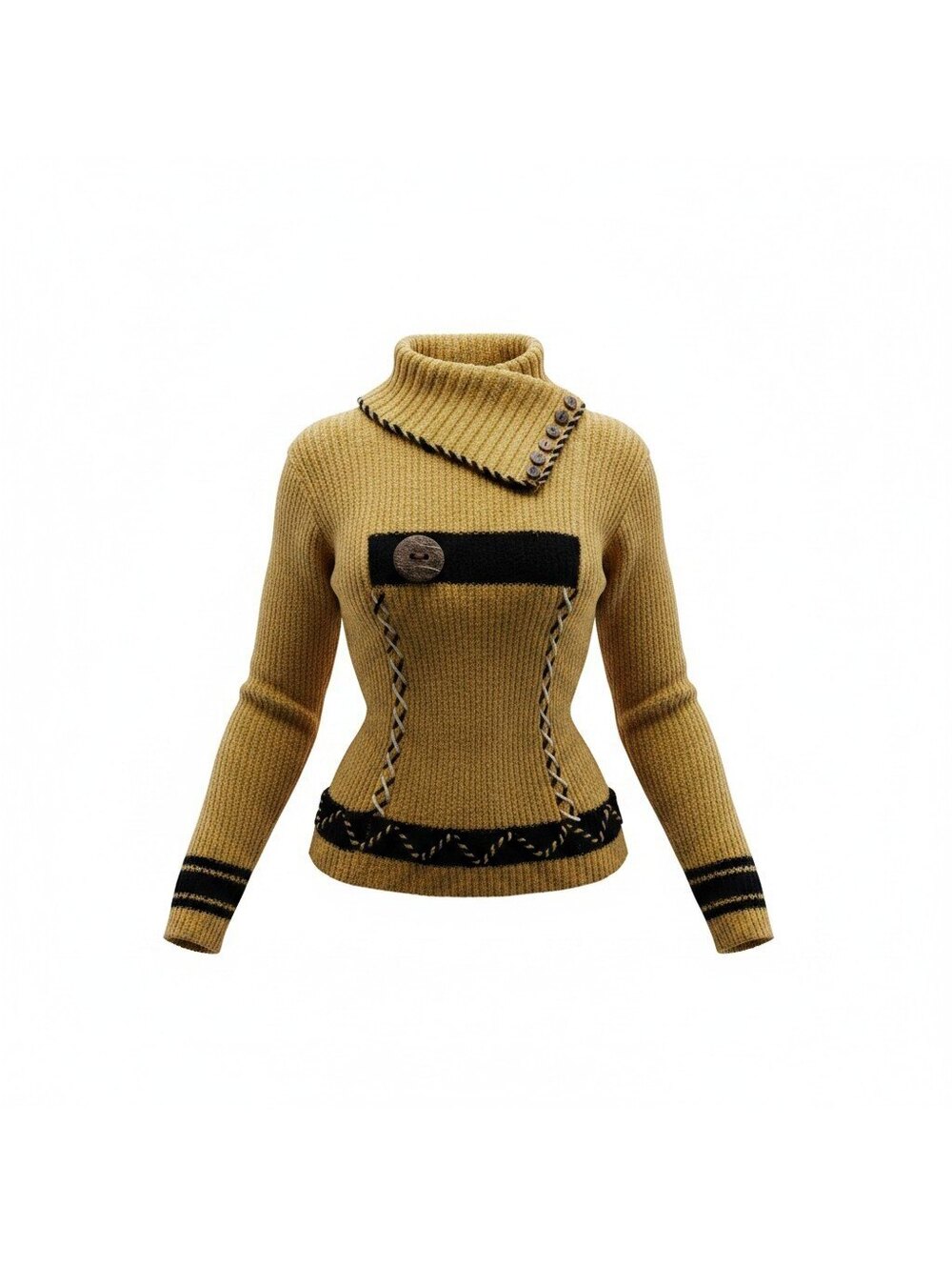 VINTAGE Y2K EARTH TONE LACE-UP COZY KNIT SWEATER